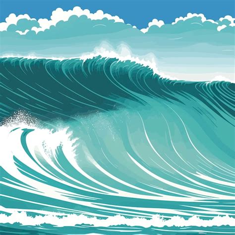 Ilustração Do Oceano De Ondas Grandes Vetor Premium