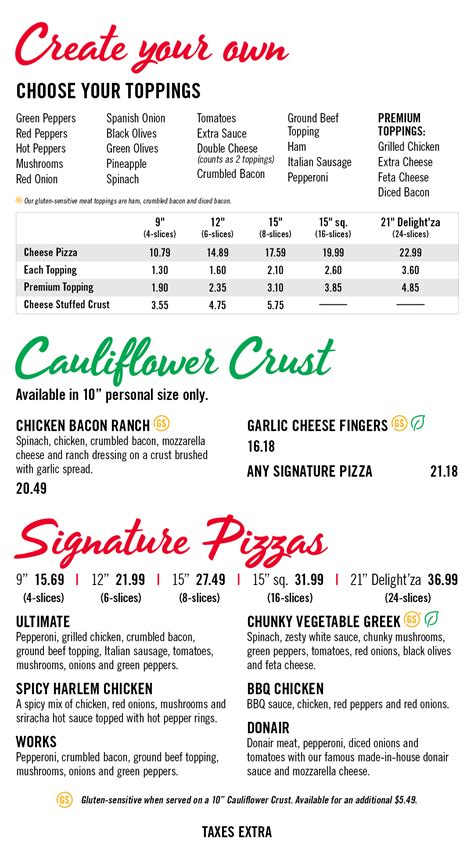 Pizza Delight Sauble Beach View Our Menu