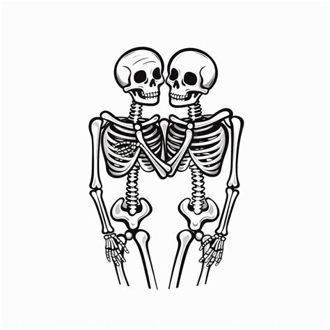 Premium Ai Image Two Skeletons Are Standing Next To Each Other With Their Arms Around Each