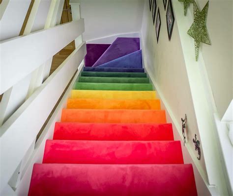 How Cool Are These Rainbow Stairs Rainbow House Carpet Stairs