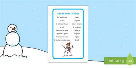 Set De Mots L Hiver Teacher Made Twinkl