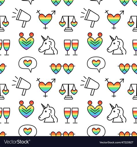 Gay Pride Seamless Pattern Lgbt Rights Background Vector Image
