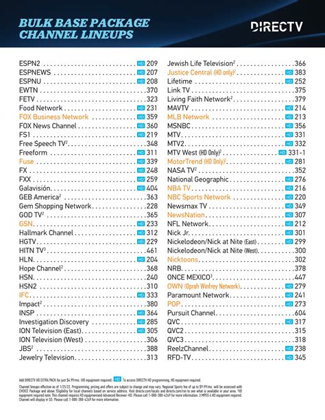 Channel Lineups Directv Stellar Fiber Internet