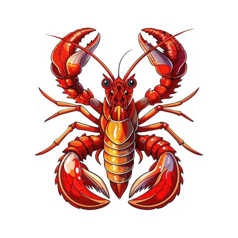 Premium Vector Realistic Hand Drawn Lobster Cartoon Animal Illustration