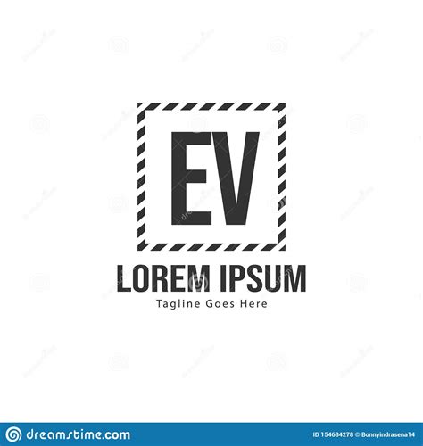 Initial Ev Logo Template With Modern Frame Minimalist Ev Letter Logo