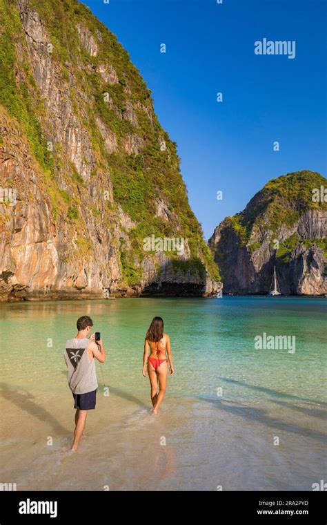 Thailand Krabi Province Koh Phi Phi Leh Island Maya Bay Stock Photo