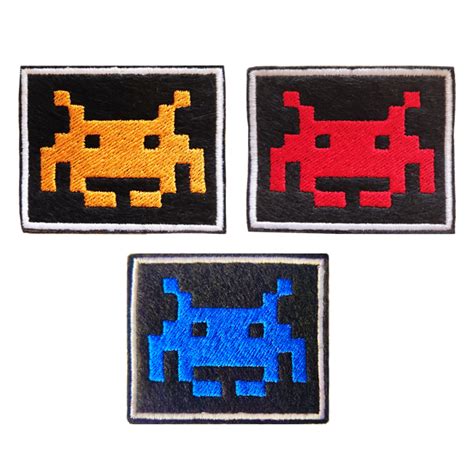 Space Invaders Patch Embroidered Iron On Bling Handmade