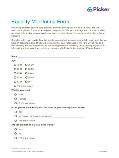 Fillable Online Equality Monitoring Form Fax Email Print Pdffiller