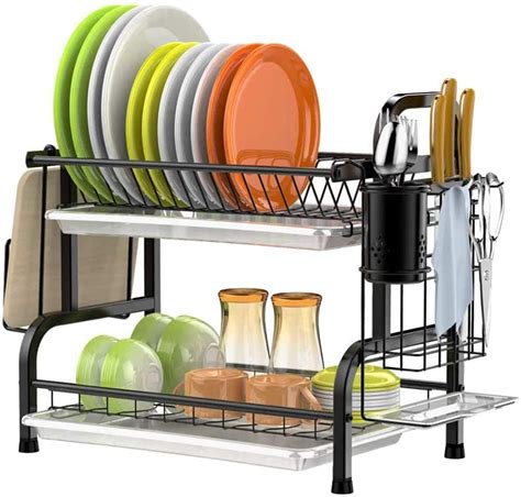 Buy SMHOUSE 304 Stainless Steel Dish Drainer Rack 2 Tier Dish Drying