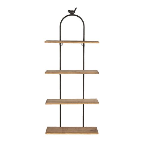 Scaffale Da Parete X X Cm Marrone Legno Ferro Rettangolo