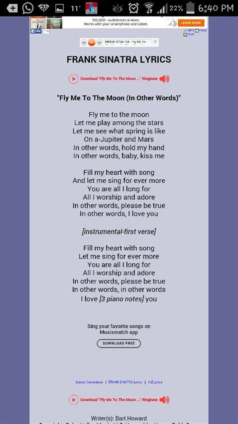 [Get 41+] Fly Me To The Moon Song Lyrics Frank Sinatra