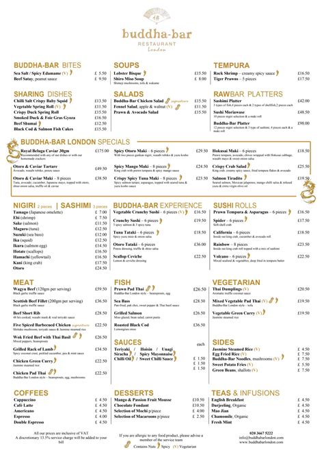 Menu 2023 - Buddha-Bar London in London | TheFork