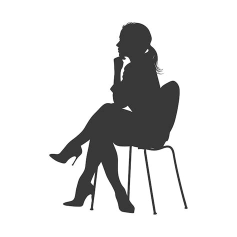 Premium Vector Silhouette Woman Sitting In The Chair Black Color Only