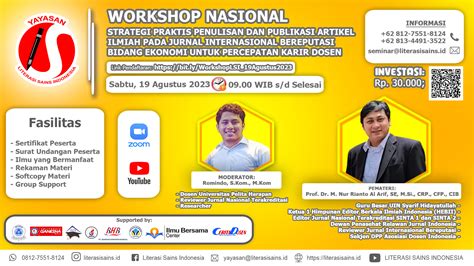 WORKSHOP NASIONAL STRATEGI PRAKTIS PENULISAN DAN PUBLIKASI ARTIKEL