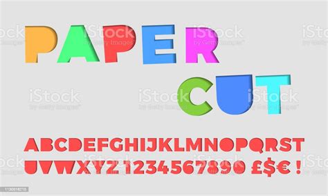 Paper Cut Letters Font Vector Papercut 3d Alphabet Stock Illustration