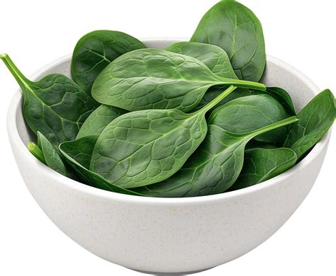 Fresh Spinach Leaves In A Bowl Isolated On A Transparent Background