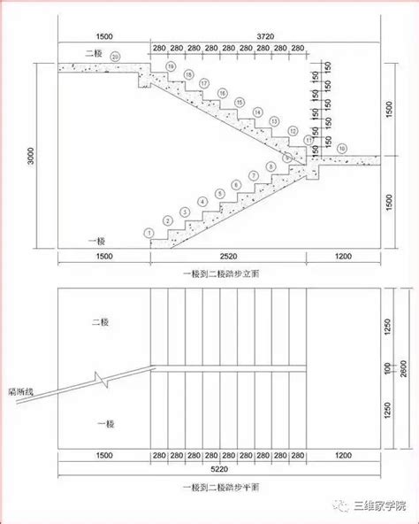 楼梯设计图步骤一楼到二楼楼梯效果图楼梯平面图第8页大山谷图库