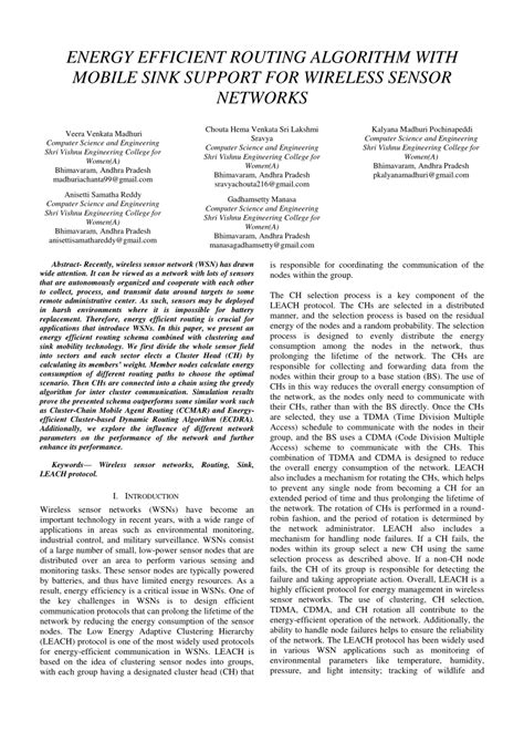 Pdf Energy Efficient Routing Algorithm With Mobile Sink Support For