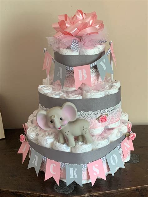 Girl Elephant Diaper Cake Elephant Diaper Cakes Baby Girl Diaper