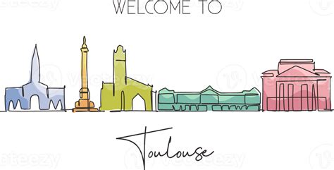 One Continuous Line Drawing Of Toulouse City Skyline France Beautiful