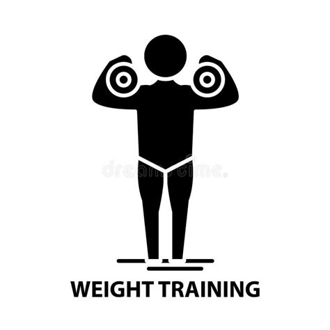 Weight Training Icon Black Vector Sign With Editable Strokes Concept Illustration Stock