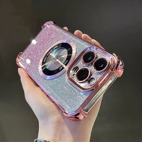 Luxury Plating Flash Glitter Magsafe Magnetic Phone Case For Iphone 11