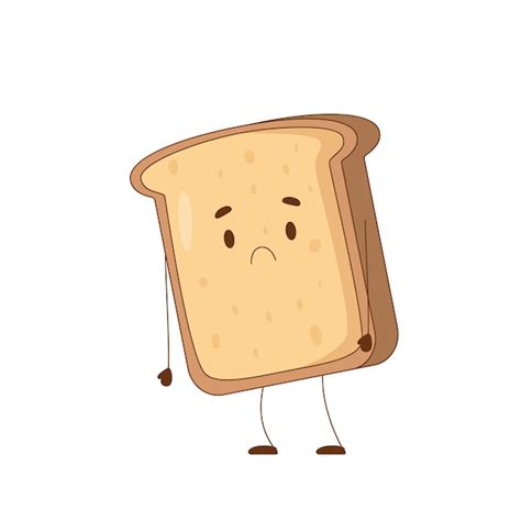 Premium Vector Cute Cartoon Character Of Toast Bread With Sad