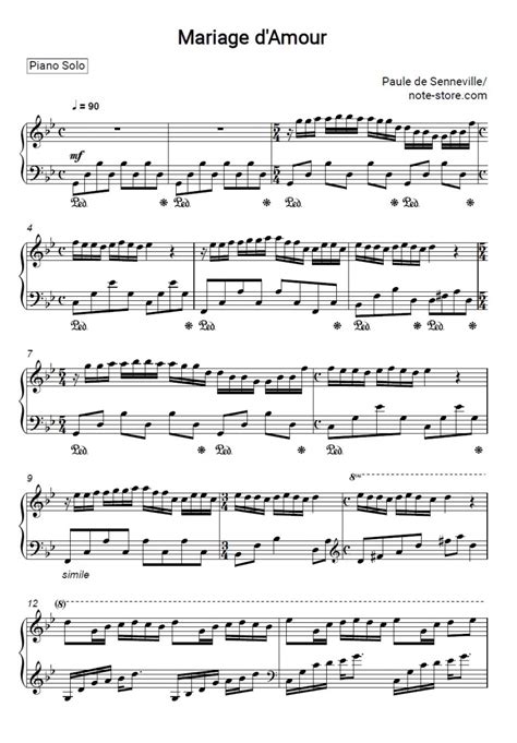 Mariage D'Amour piano sheet music Richard Clayderman in Note-Store.com | Piano.Solo SKU PSO0010205