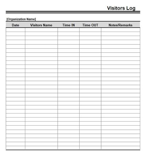 Free Printable Visitor Log Sheets Printable Templates