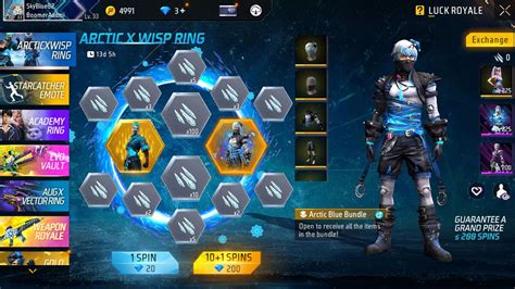 Free Fire Arctic X Wisp Ring Event Arctic Blue Bundle Warrior O The