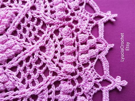 Round Pink Crochet Doily Cm Design By Lenamasterica Etsy