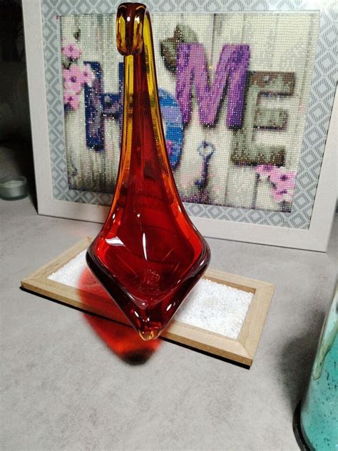 Viartec Murano Style Selenium Red And Orange Spanish Glass Sculpture Ebay