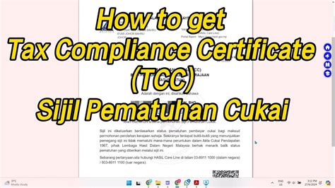 How To Get The Sijil Pematuhan Cukai Tax Compliance Certificate Tcc