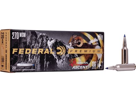 Federal Premium Terminal Ascent 270 Winchester Short Mag Wsm Ammo