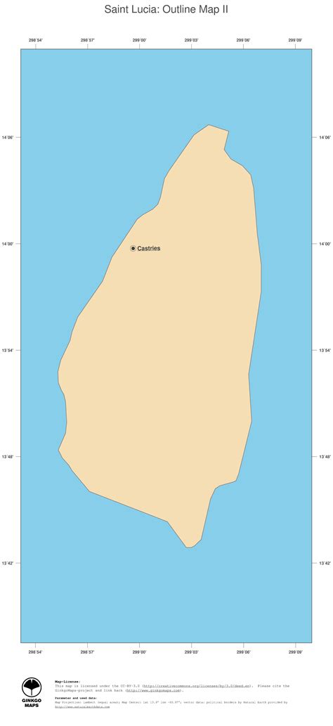 Map Saint Lucia Ginkgomaps Continent South America Region Saint Lucia