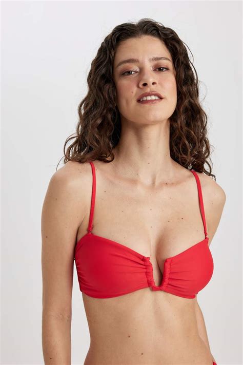 Kırmızı Kadın Fall in Love Regular Fit Bikini Üstü 3074944 DeFacto
