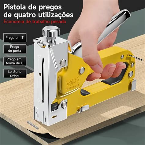 Grampeador de Tapeceiro Alta Pressão Profissional Manual 600 Grampos