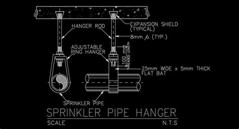 Sprinkler Pipe Hanger Autocad Drawing Cadbull