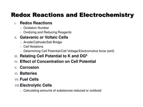 Ppt Redox Reactions And Electrochemistry Powerpoint Presentation Free Download Id 4304542