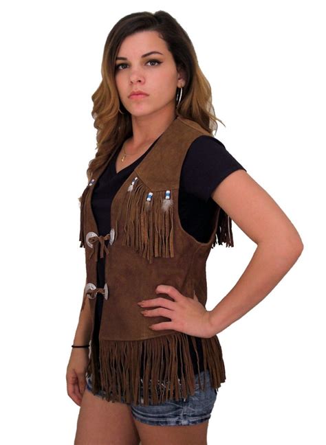 Womens Western Style Brown Suede Vest W Fringe Wlsv07 Leather Supreme