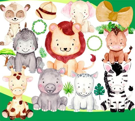 KIT DIGITAL ANIMAIS DA SELVA AQUARELA 760 No Elo7 SK Personalizados