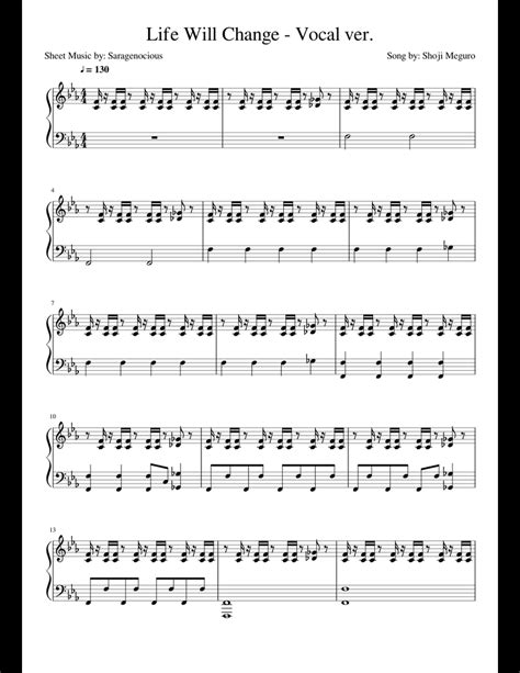 Persona 5 Life Will Change Vocal Version Sheet Music For Piano
