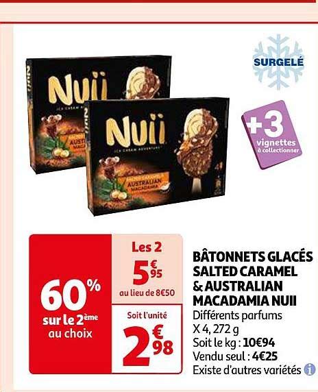 Promo Bâtonnets Glacés Salted Caramel Australian Macadamia Nuii chez