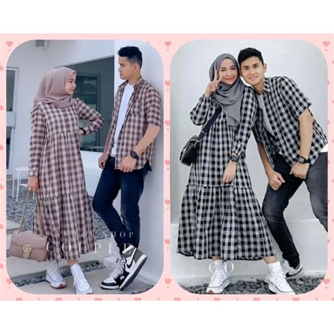 KEMEJA PUTIH HITAM Couple Black White Box / DRESS SET + Shirt / COUPLE ...