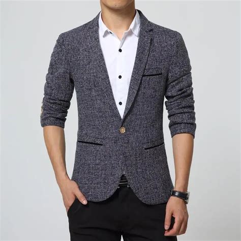 Men Blazer Slim Fit Grey New Arrival Casual Suit Jacket Ceket