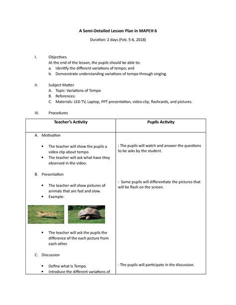 A Semi Detailed Lesson Plan In Mapeh 10 A Semi Detailed Lesso Nbkomputer