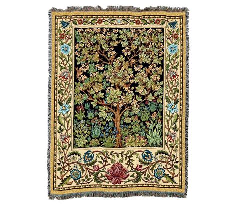 Tree of Life Arts and Crafts William Morris Lancer de couverture tissé