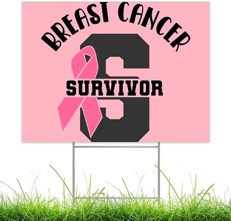 Breast Cancer Survivor Yard Sign Cancer Ribbon Warrior