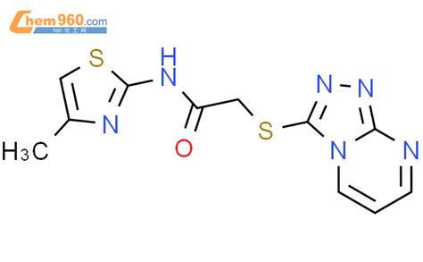 606121 84 0 9ci n 4 甲基 2 噻唑 2 1 2 4 噻唑并 4 3 a 嘧啶 3 基硫代 乙酰胺化学式结构式