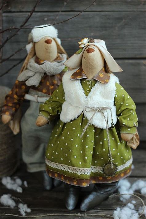 Купить Игрушки текстильные "Скандинавские зайцы" - оливковый, зайцы ...